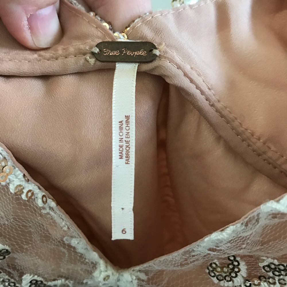 Free People Embroidered Sequin Rosegold Dress